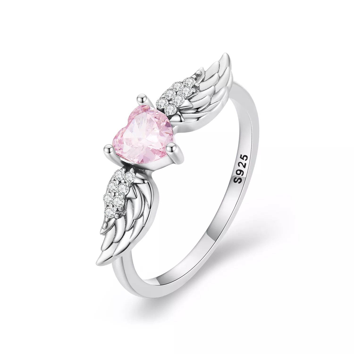 anillo con alas de corazón estilo pandora scr874