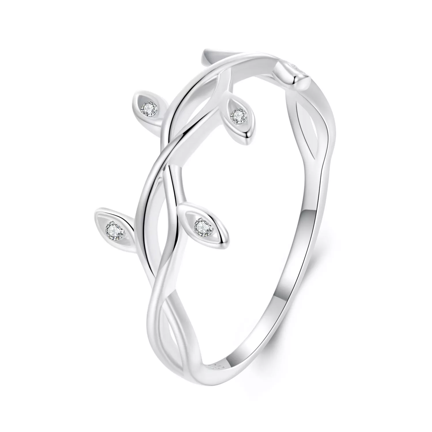 anillo con forma de hoja estilo pandora bsr581