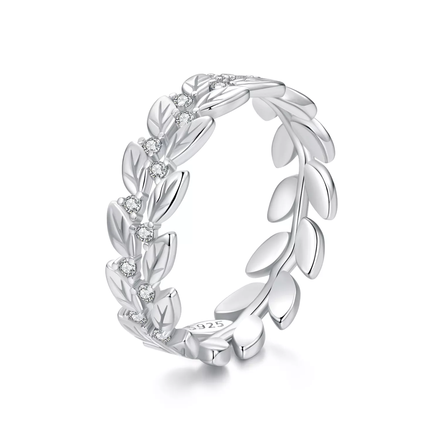 anillo con forma de hoja estilo pandora bsr600