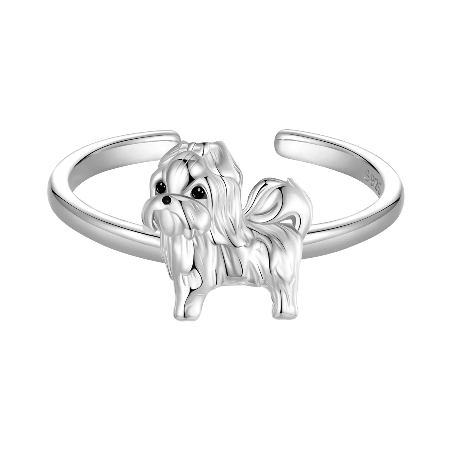 anillo de apertura con diseño de perro shih tzu estilo pandora scr1073 e