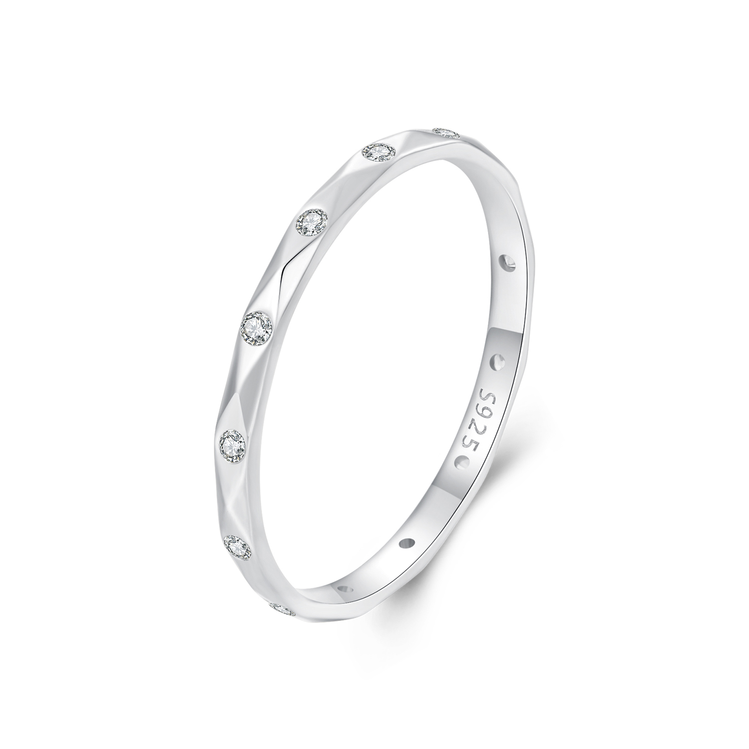 anillo sencillo pequeño con diamantes brillantes estilo pandora bsr578