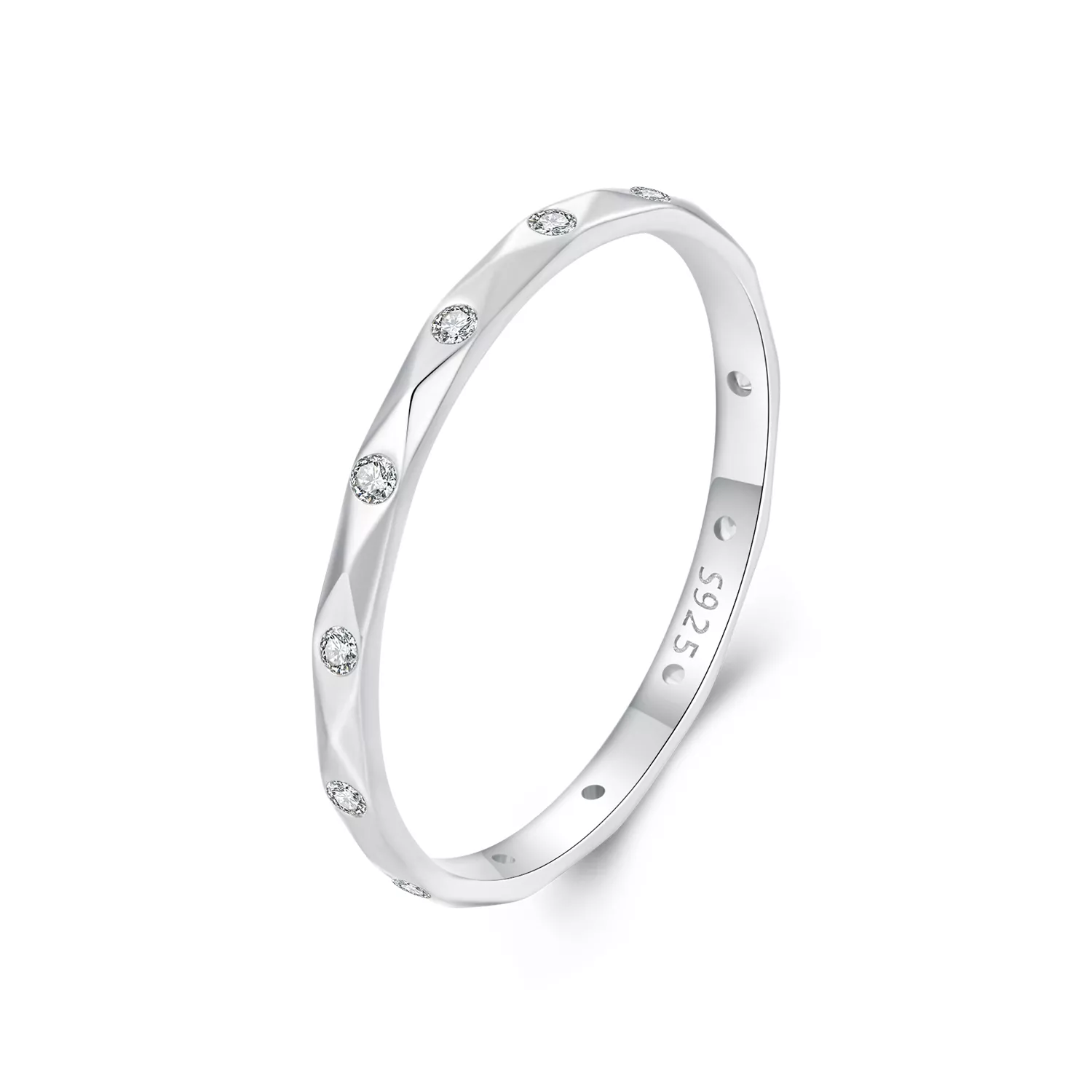 anillo sencillo pequeño con diamantes brillantes estilo pandora bsr578