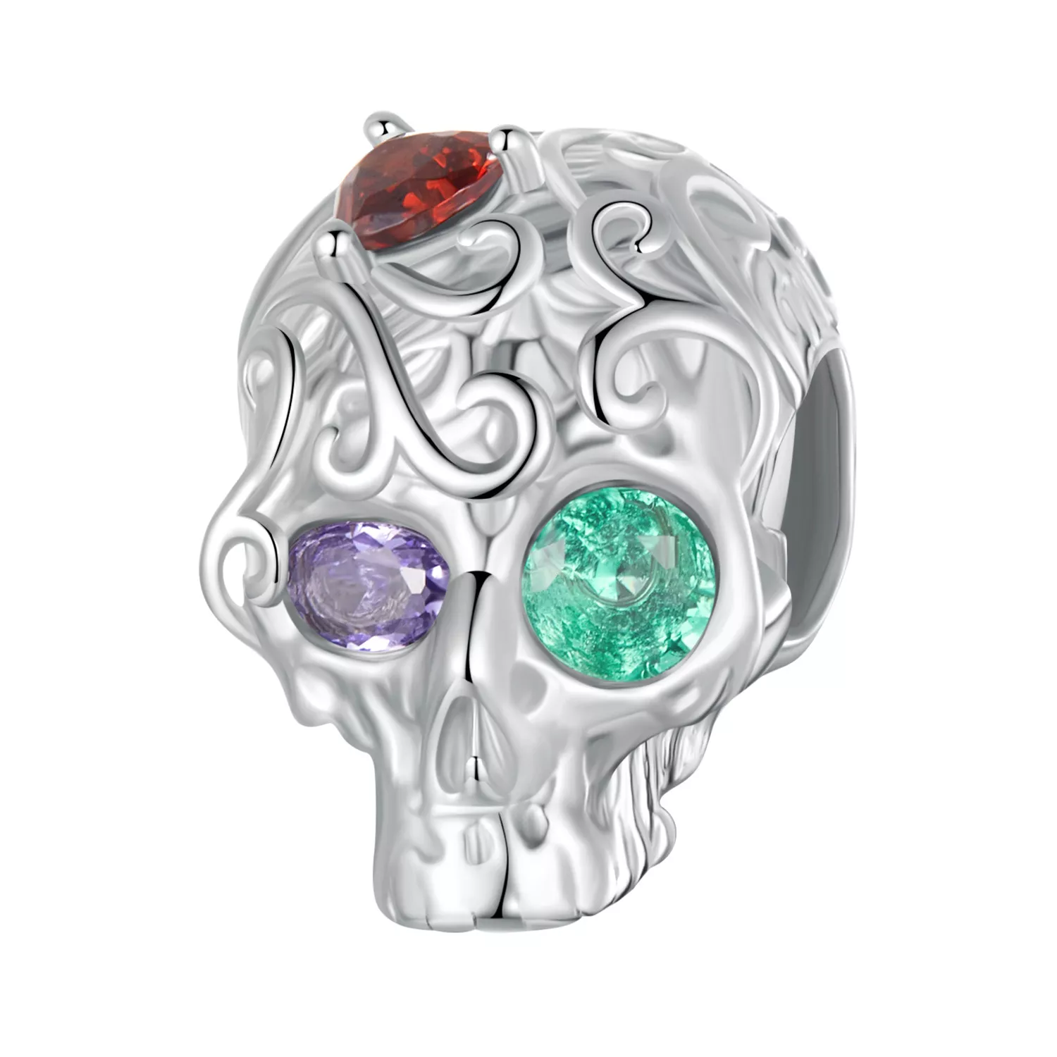 calavera estilo pandora con estampado floral scc2893