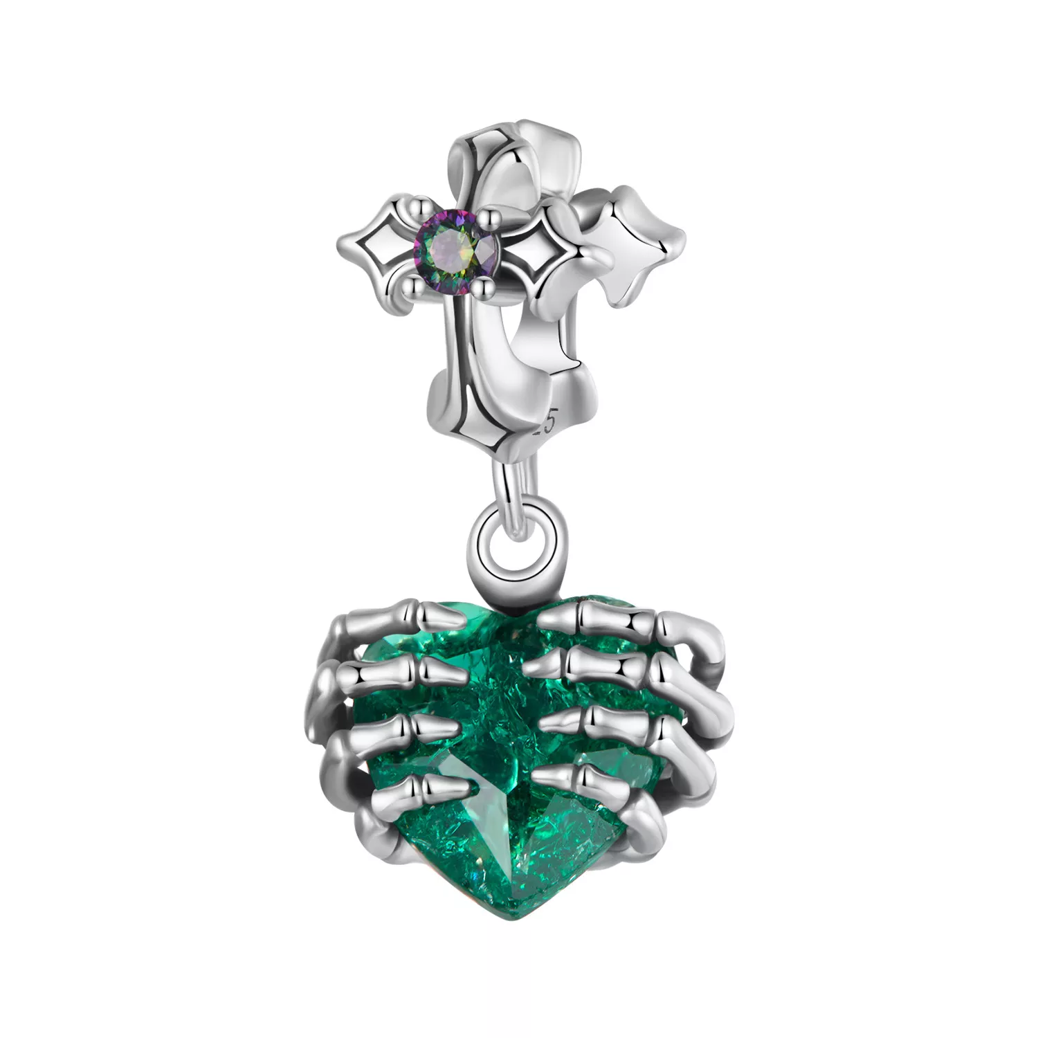 colgante con forma de corazón y calavera estilo pandora bsc1061