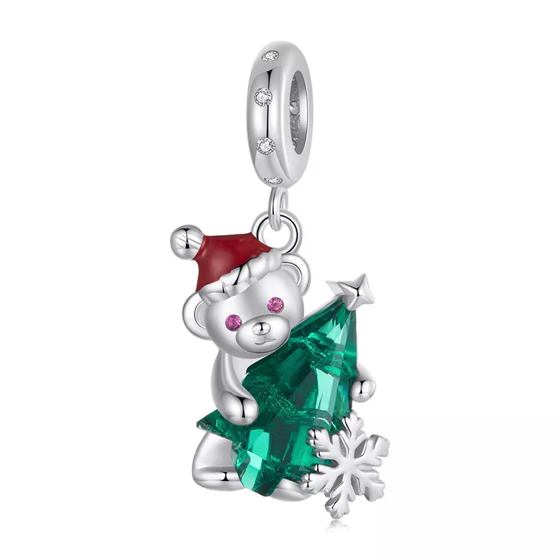 colgante de oso navideño estilo pandora bsc1065