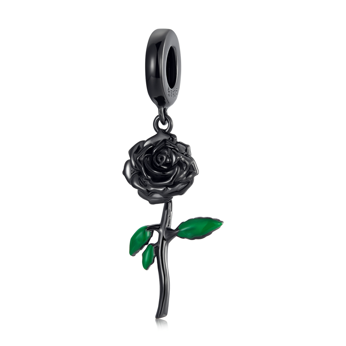 colgante de rosa negra estilo pandora bsc584