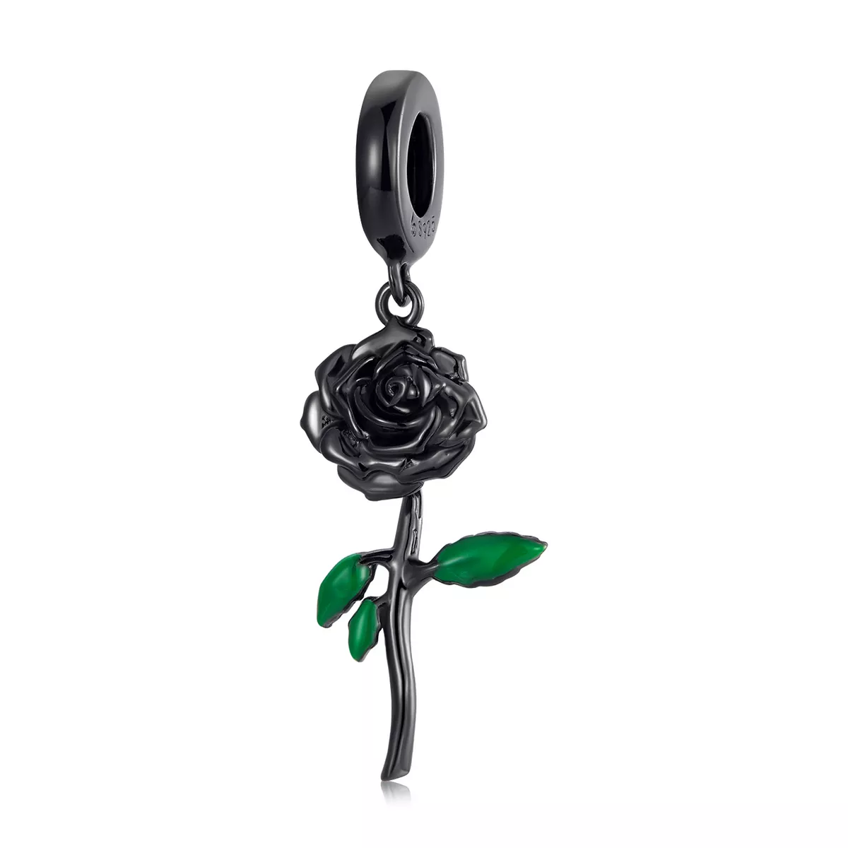 colgante de rosa negra estilo pandora bsc584