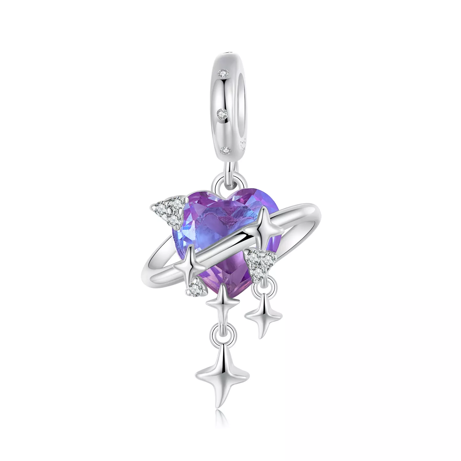 colgante estilo pandora con cielo estrellado en degradado morado y rosa scc2825