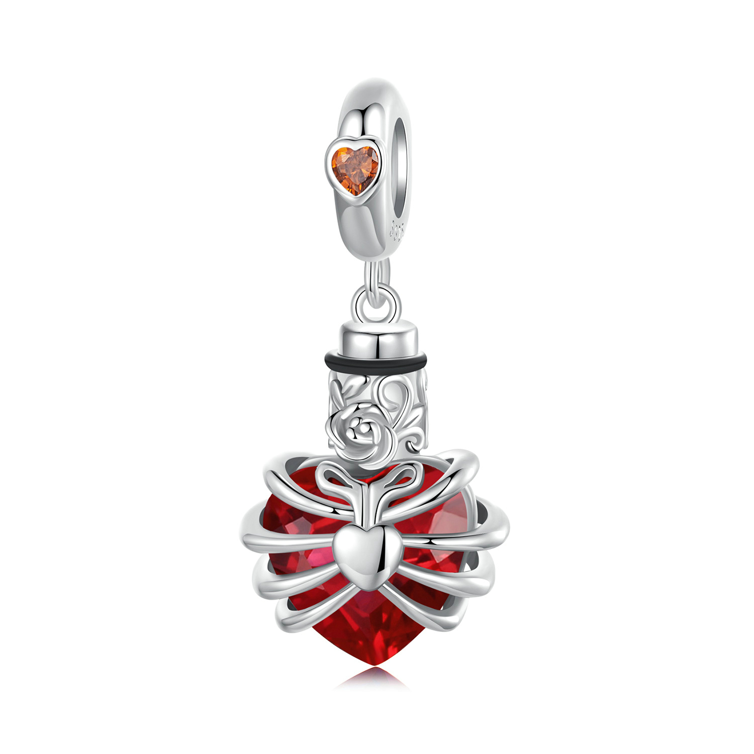 corazón conmemorativo en forma de rosa estilo pandora en color rojo bsc1058 rd