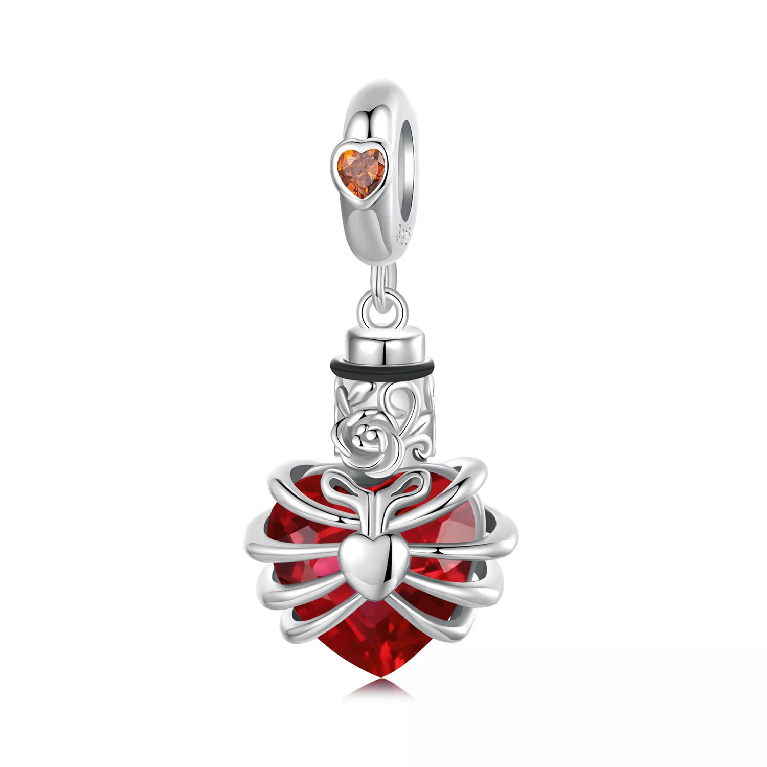 corazón conmemorativo en forma de rosa estilo pandora en color rojo bsc1058 rd