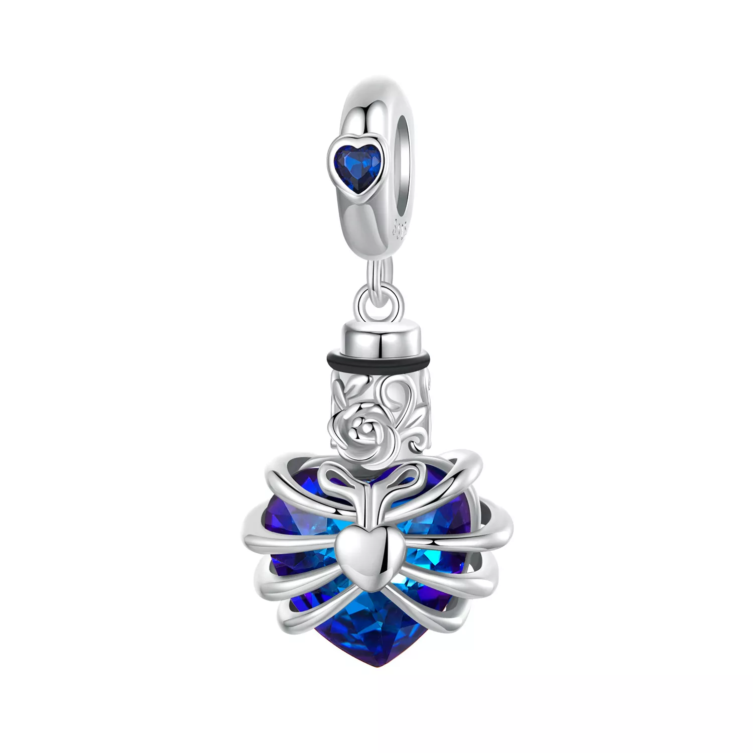 corazón conmemorativo en rosa estilo pandora en color azul bsc1058 bu