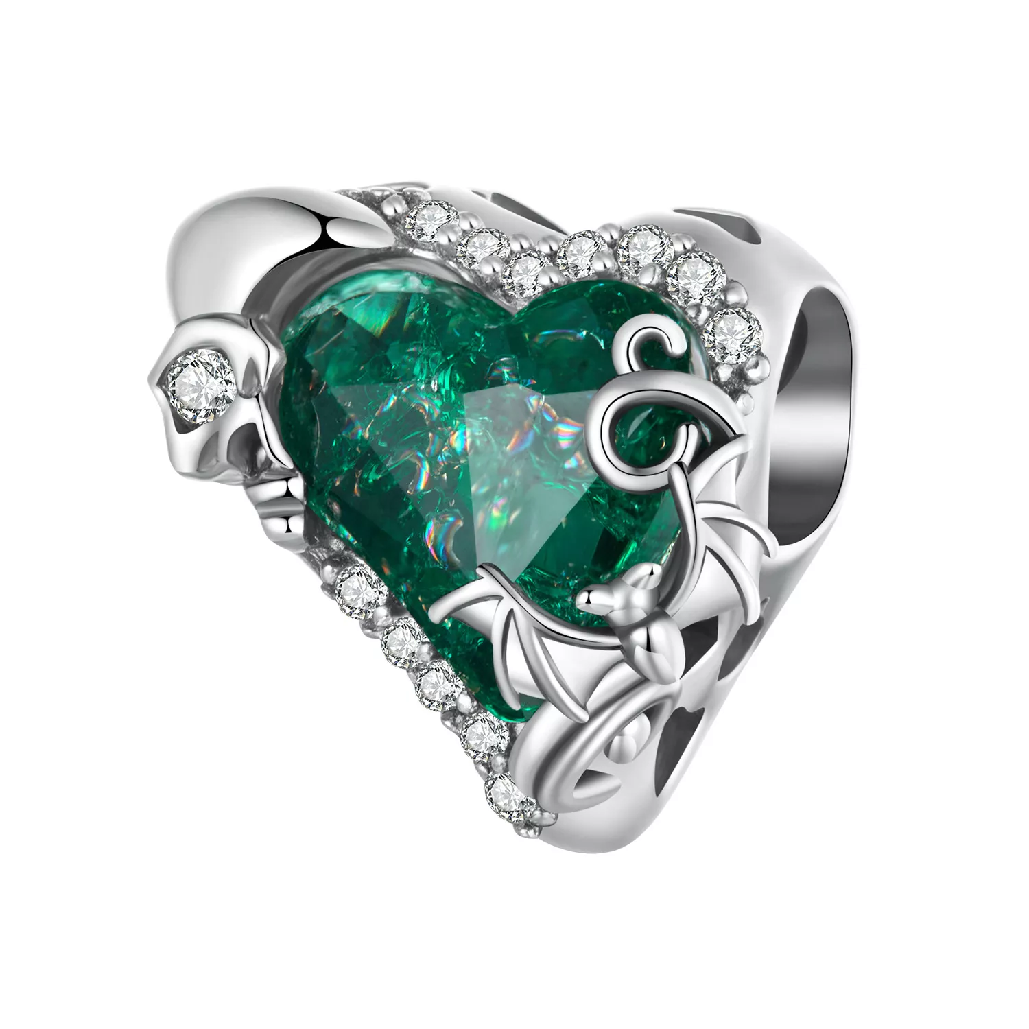 cuentas con forma de corazón y calavera estilo pandora bsc1064
