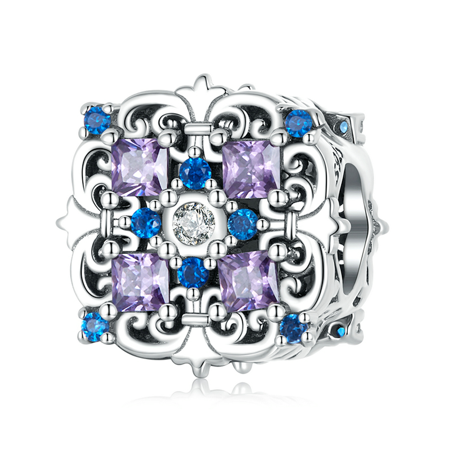 cuentas con patrón retro estilo pandora bsc618