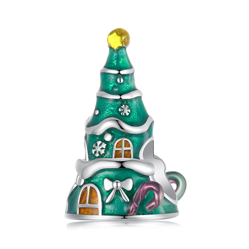 cuentas de casa en forma de árbol de navidad estilo pandora scc2916