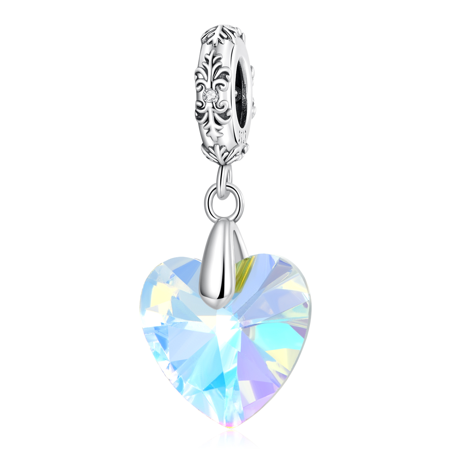 cuentas de cristal con forma de corazón estilo pandora bsc602