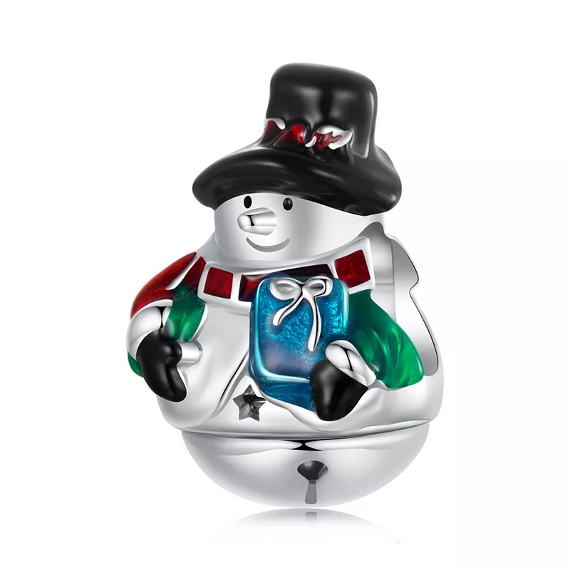 cuentas de muñeco de nieve con campanas navideñas estilo pandora scc2913