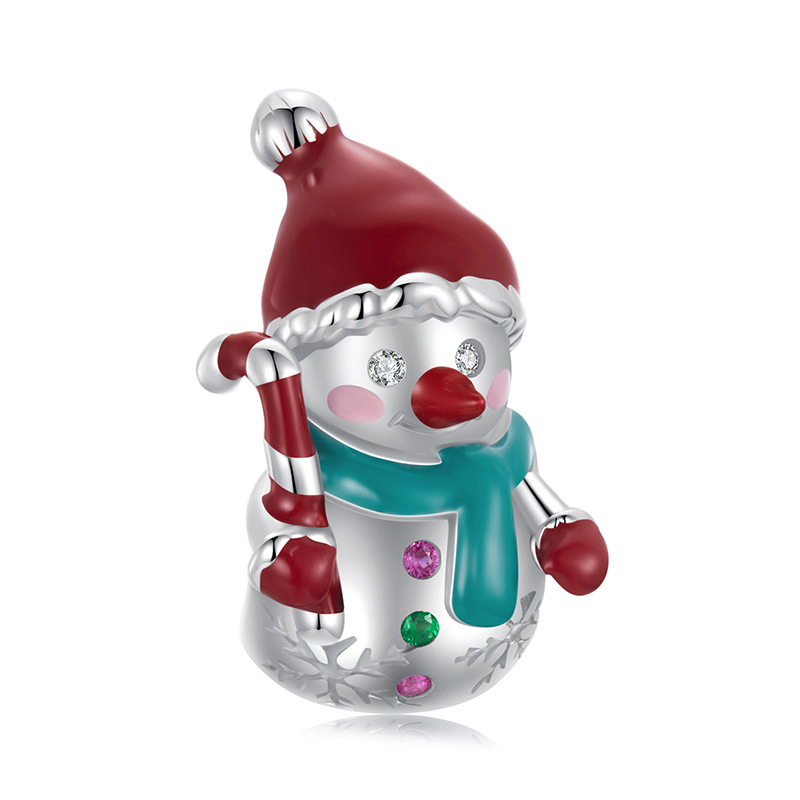 cuentas de muñeco de nieve navideño estilo pandora bsc1070
