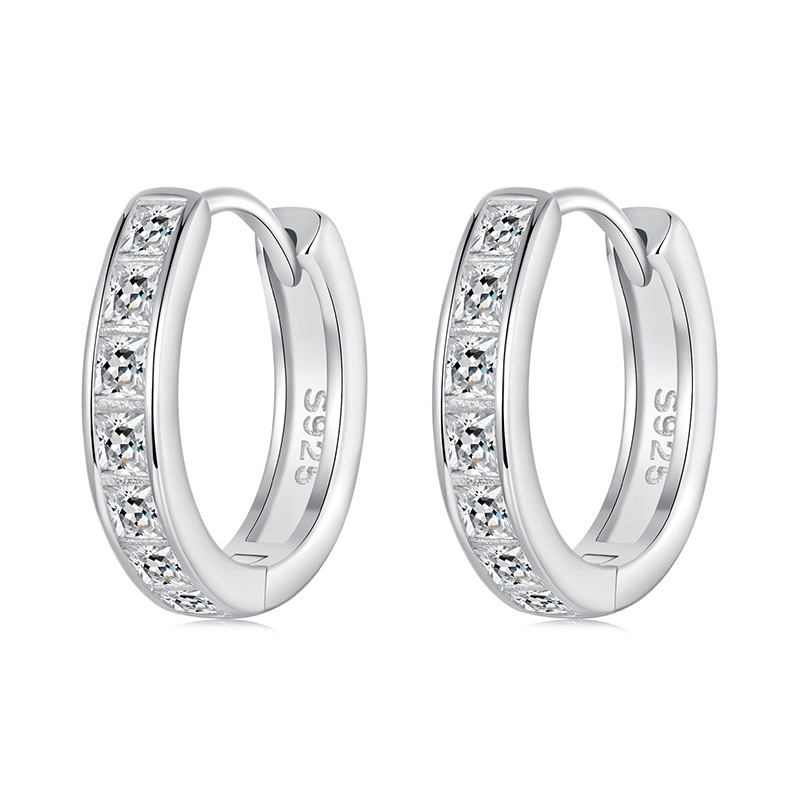pendientes brillantes de princesa cuadrada estilo pandora bse1102