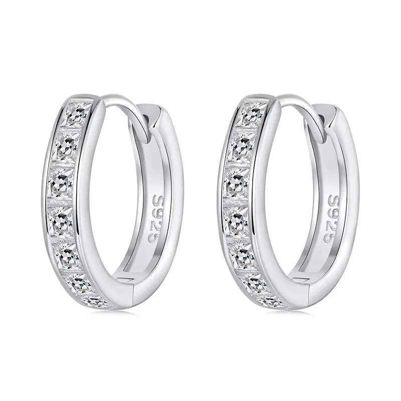 pendientes brillantes de princesa cuadrada estilo pandora bse1102