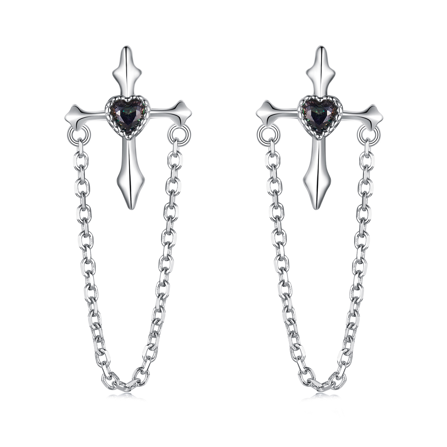 pendientes con cadena cruzada estilo pandora sce1808