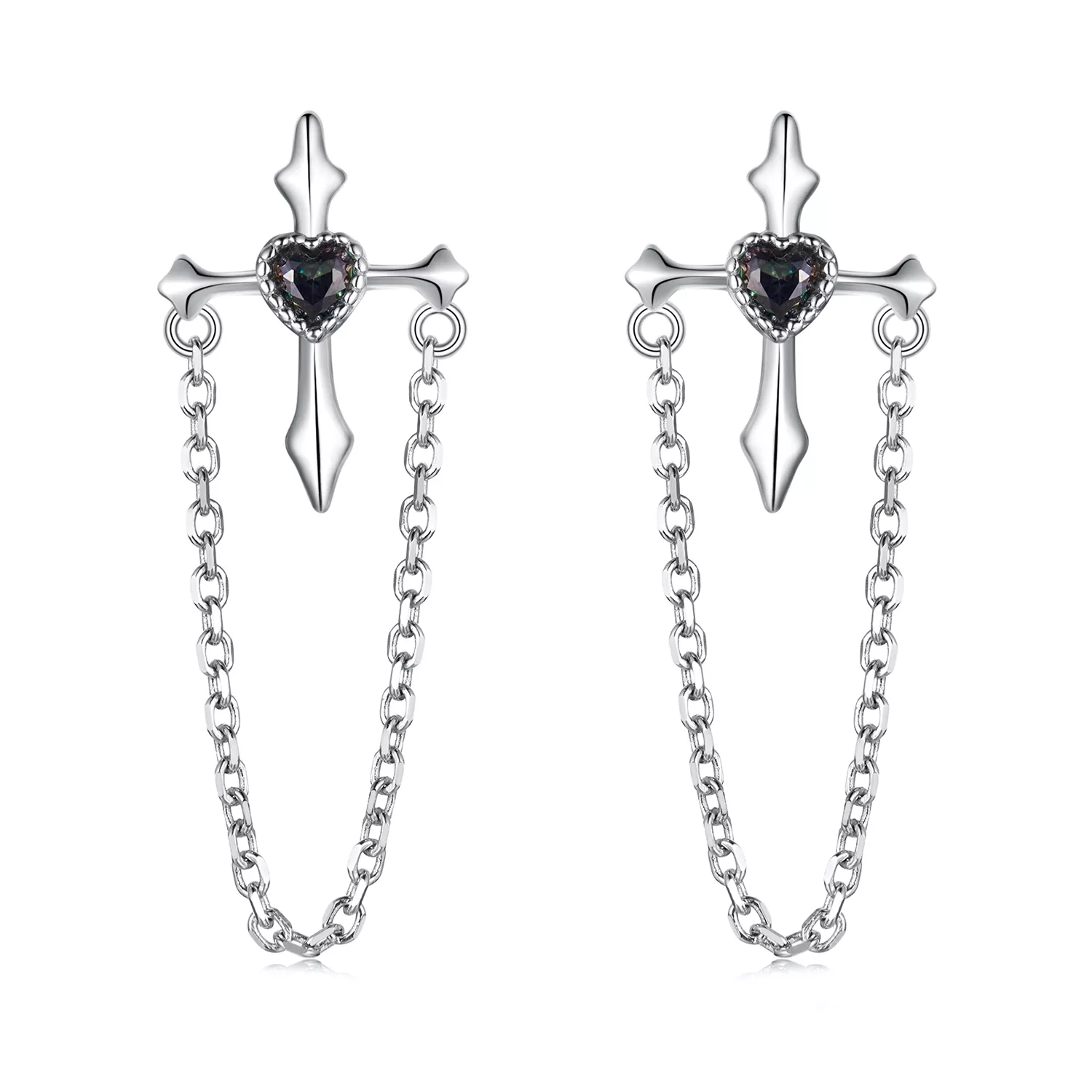 pendientes con cadena cruzada estilo pandora sce1808