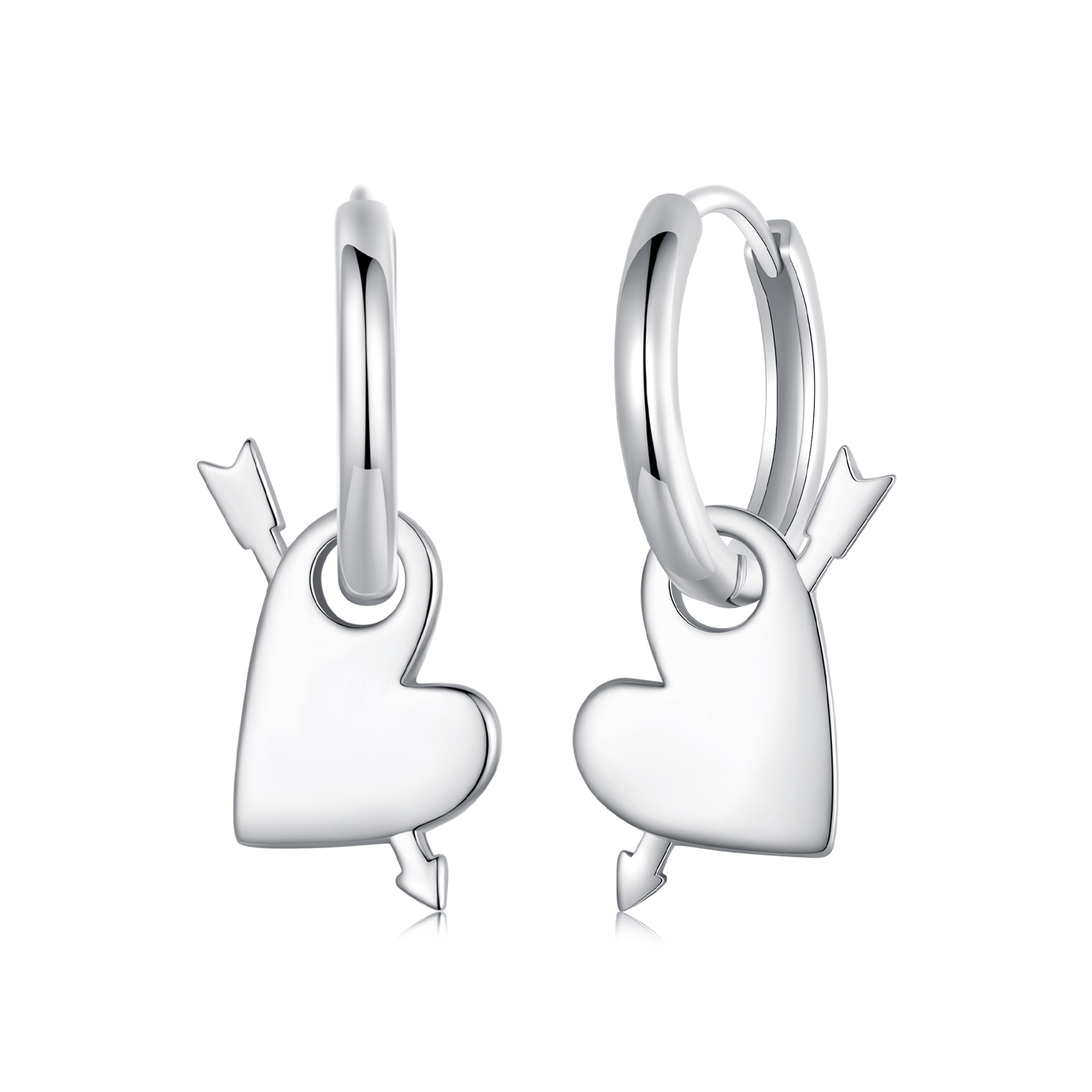 pendientes con forma de corazón estilo pandora bse1082