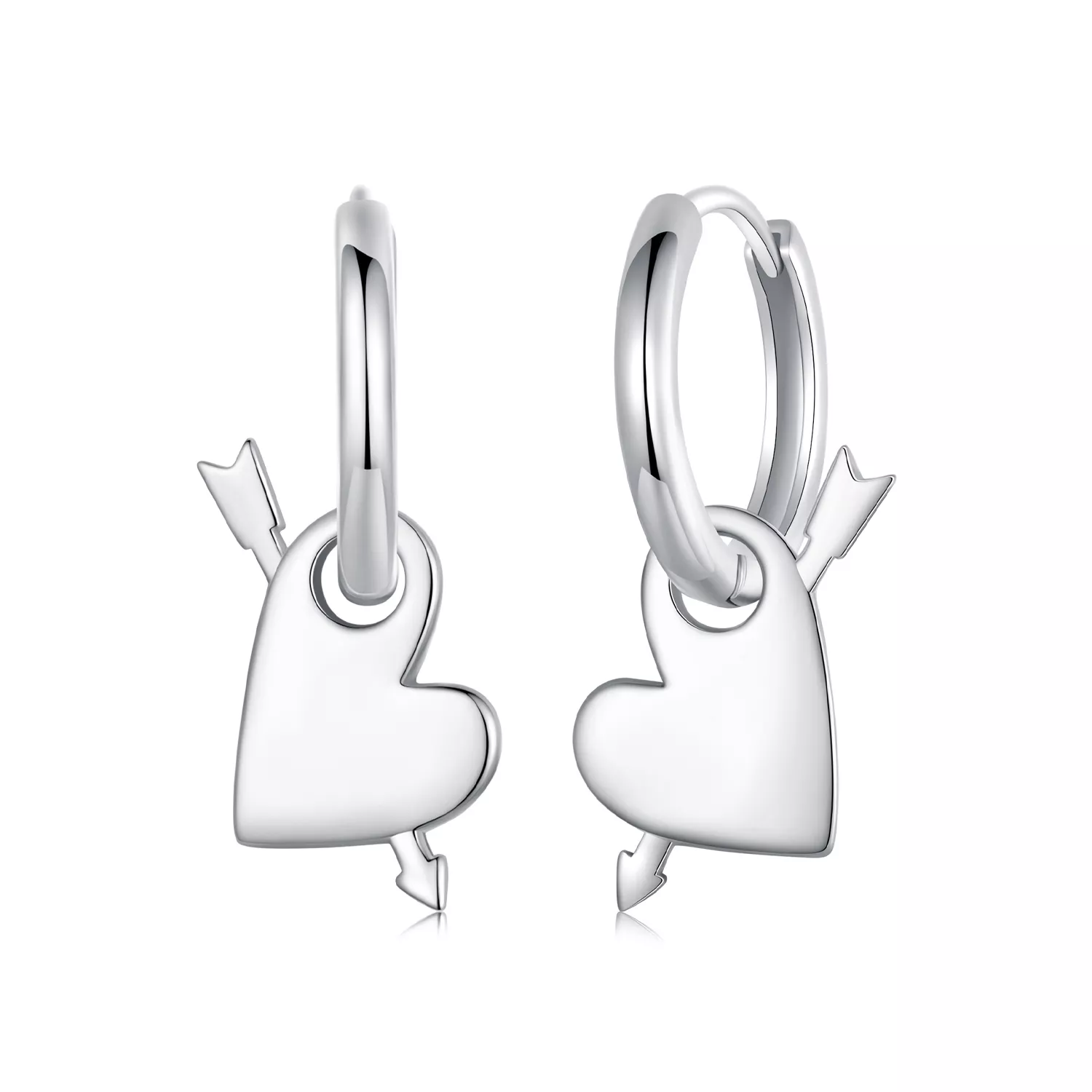 pendientes con forma de corazón estilo pandora bse1082