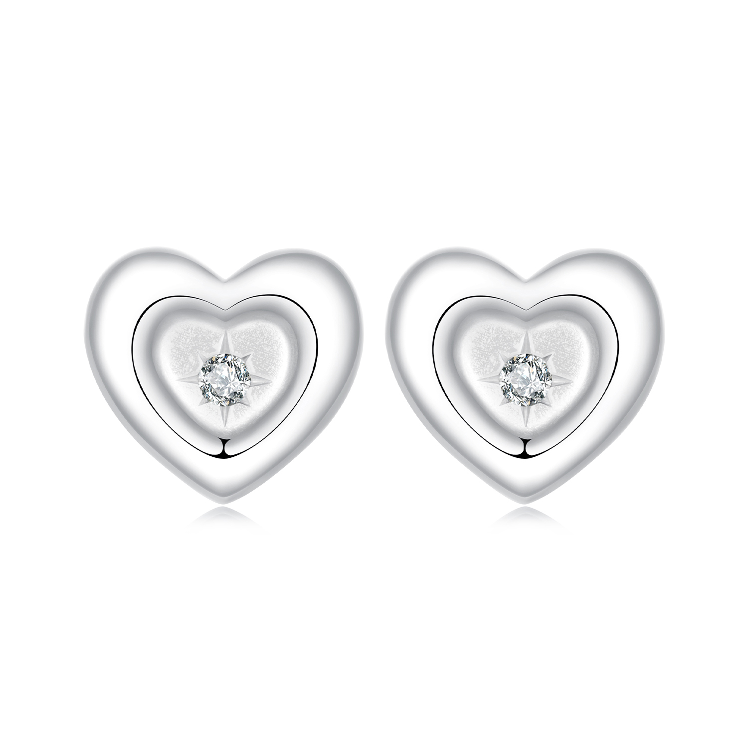 pendientes con forma de corazón y estrella estilo pandora bse1045