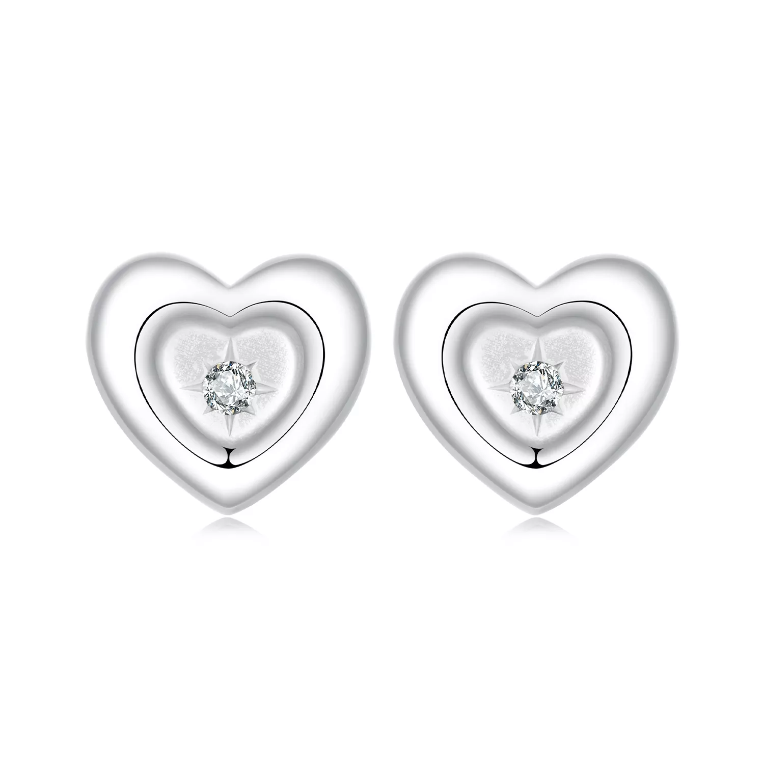 pendientes con forma de corazón y estrella estilo pandora bse1045