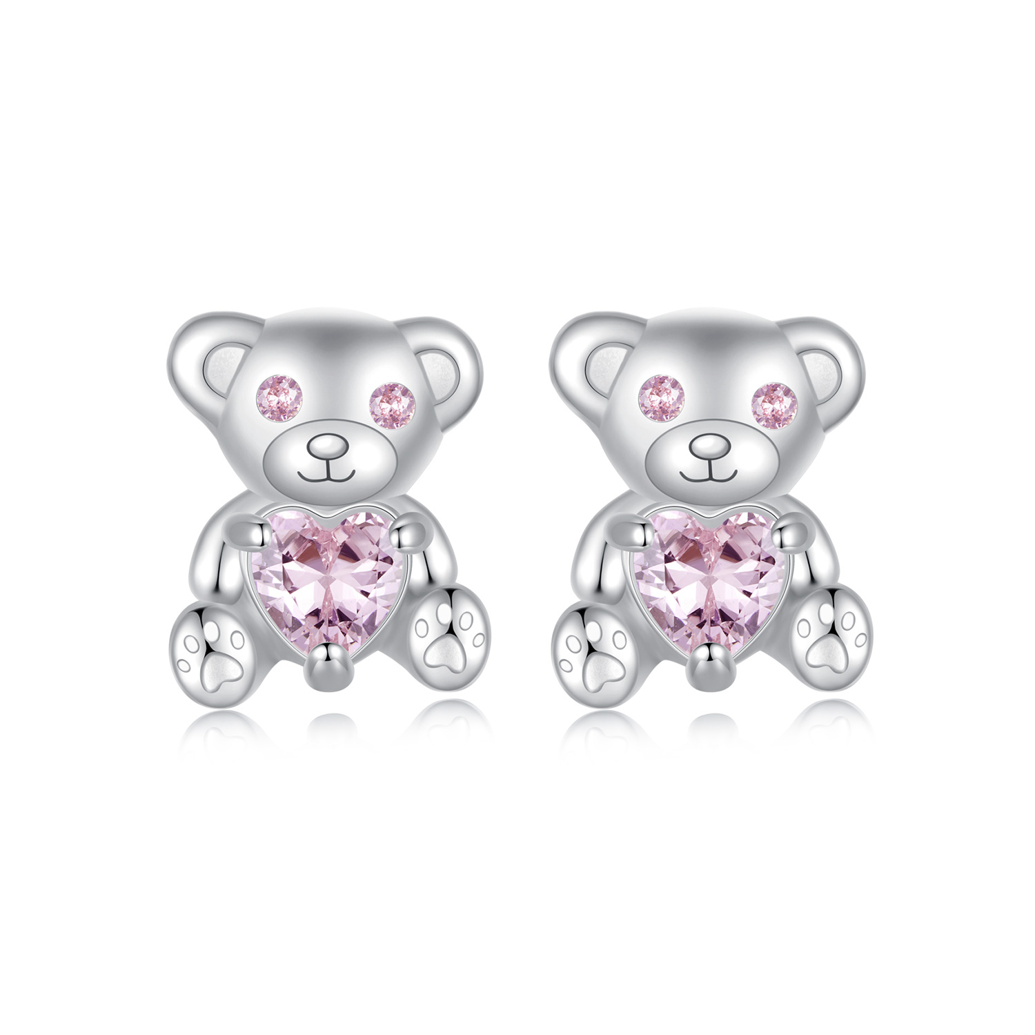 pendientes con forma de oso de amor estilo pandora sce1774