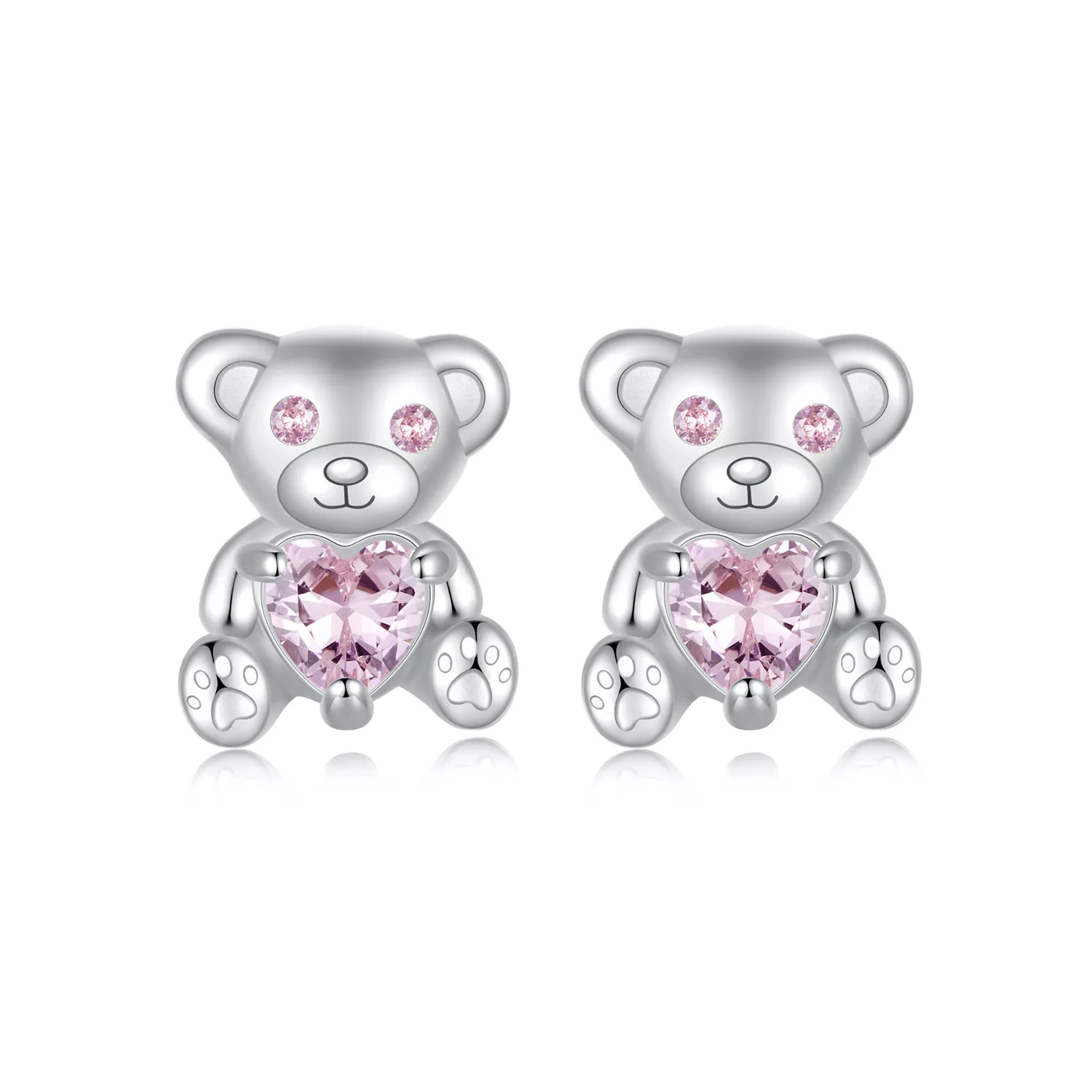 pendientes con forma de oso de amor estilo pandora sce1774