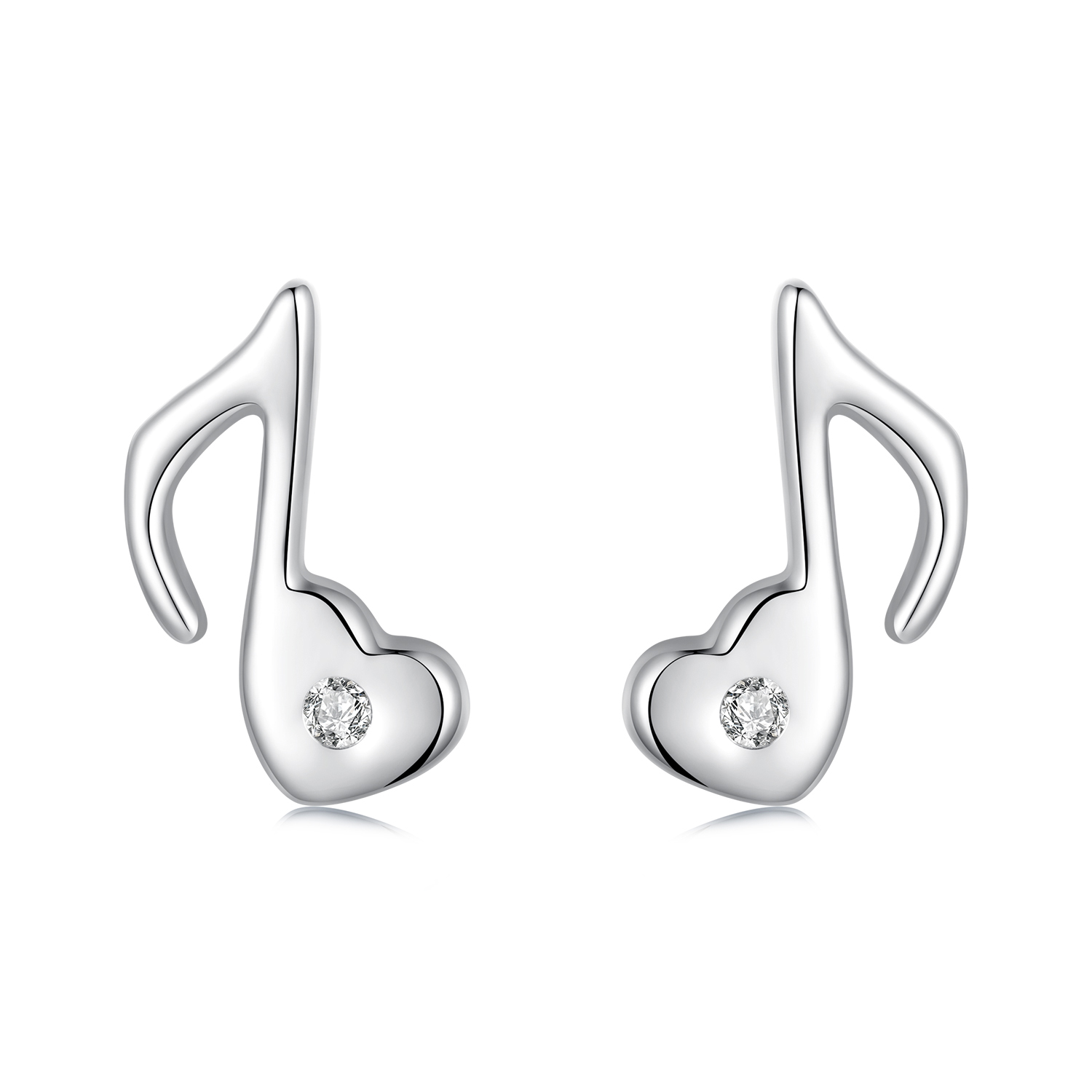 pendientes con nota musical en forma de corazón estilo pandora sce1805