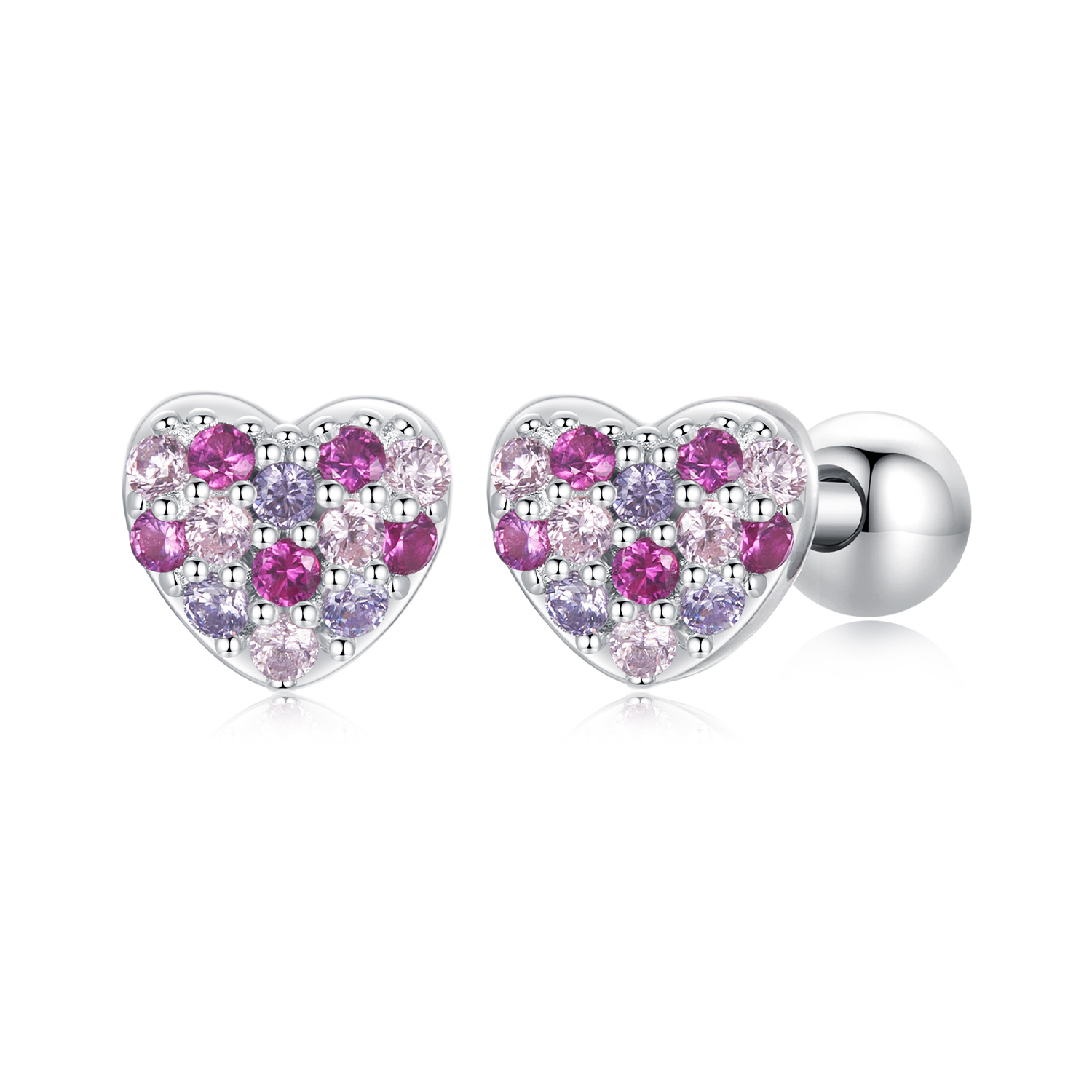 pendientes de corazón de colores estilo pandora bse1044