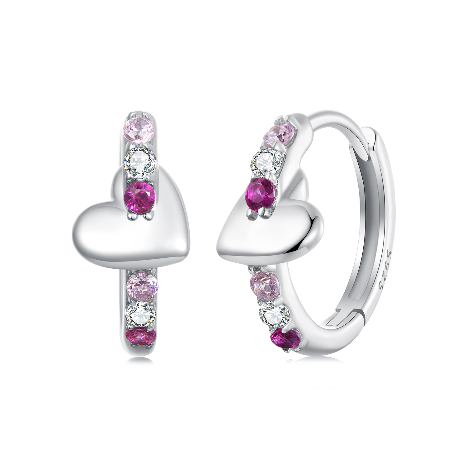 pendientes de corazón de colores estilo pandora bse1049
