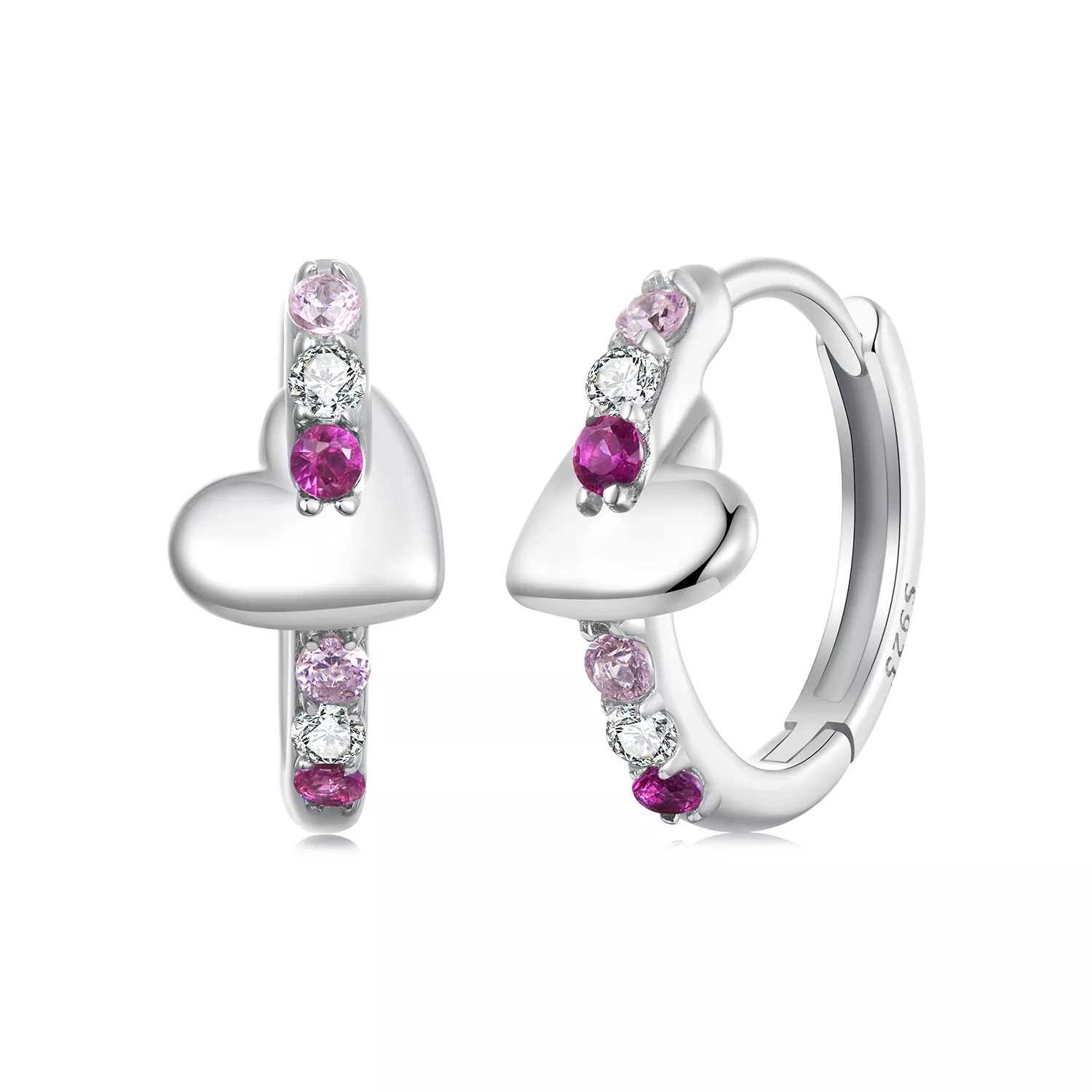 pendientes de corazón de colores estilo pandora bse1049