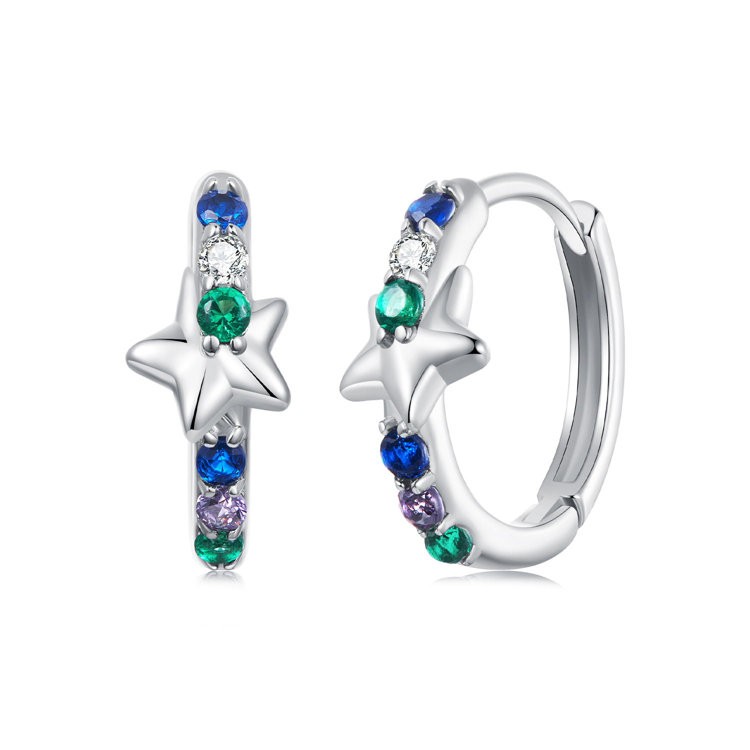 pendientes de estrellas de colores estilo pandora bse1048
