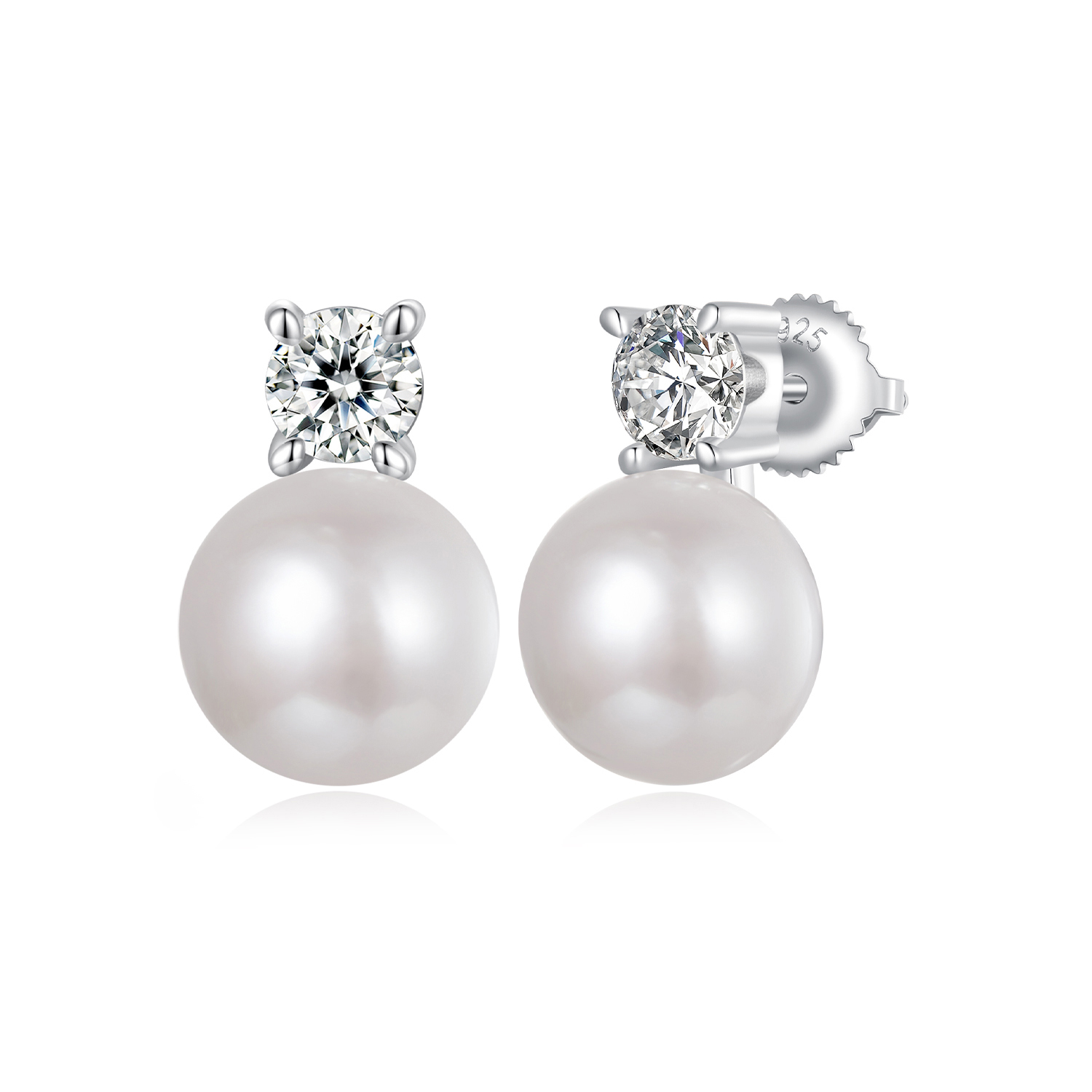 pendientes de moissanita de 05 ct con perla natural estilo pandora mse042 l