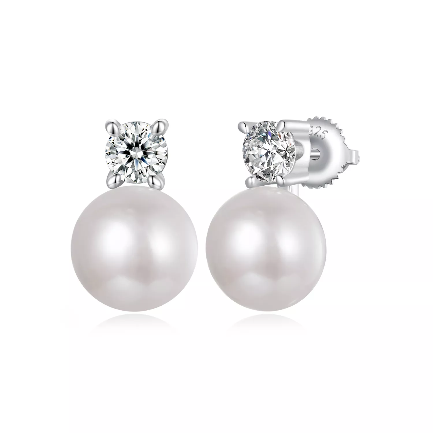 pendientes de moissanita de 05 ct con perla natural estilo pandora mse042 l