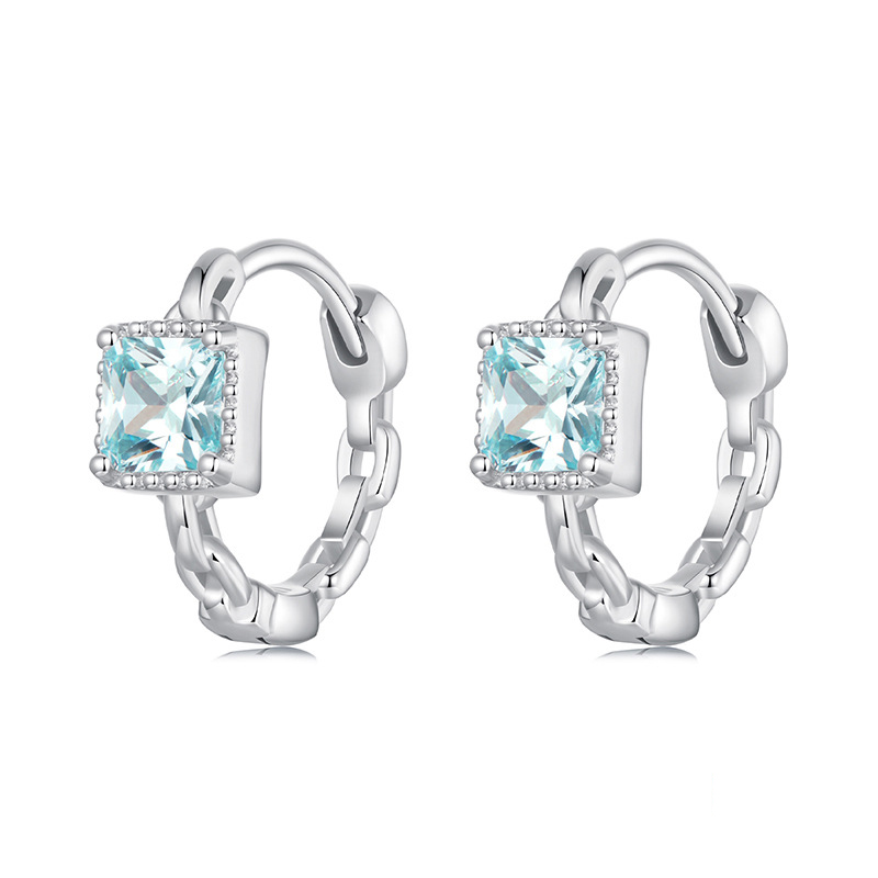 pendientes de princesa azul marino con forma cuadrada estilo pandora bse1100