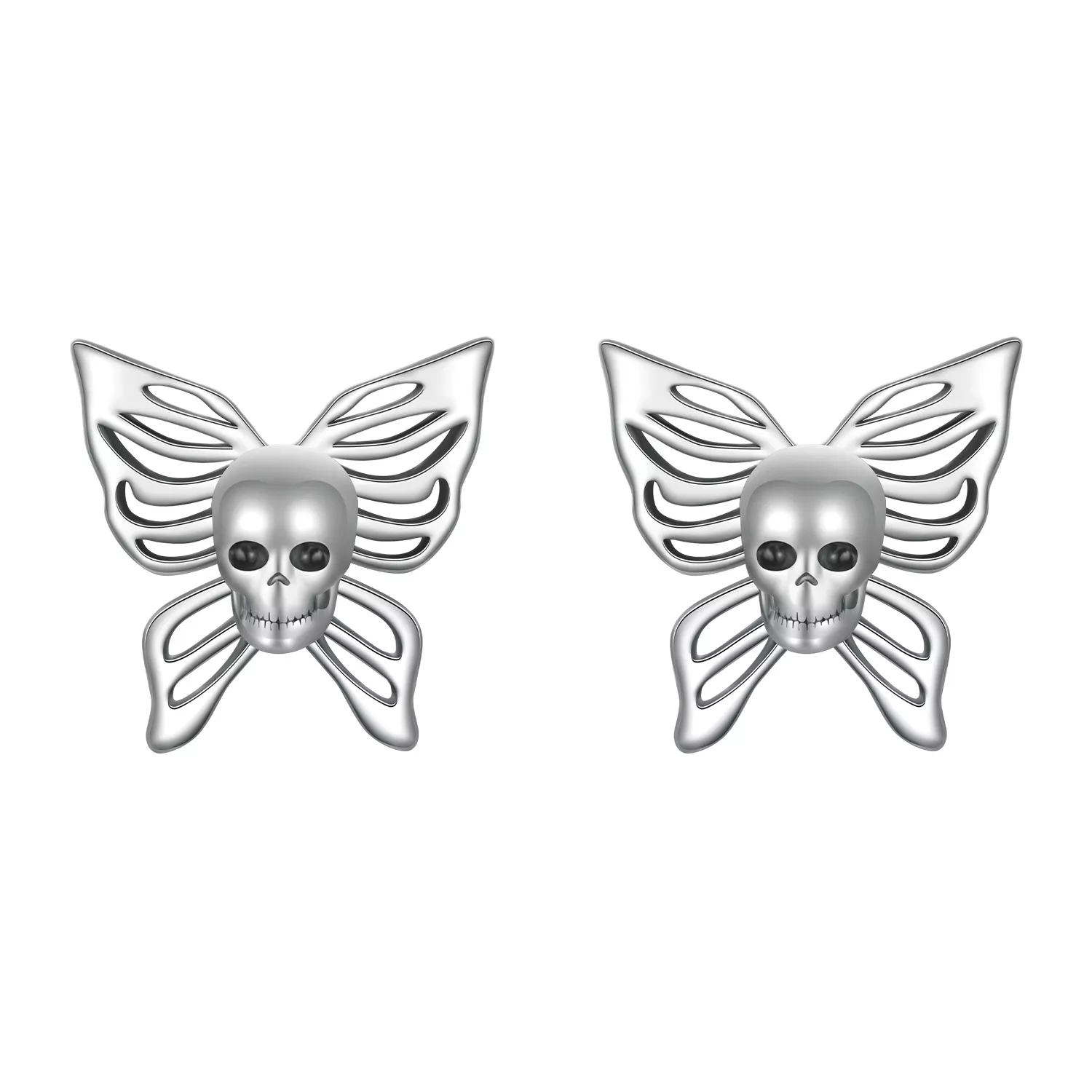 pendientes estilo pandora con calavera y mariposa sce1798