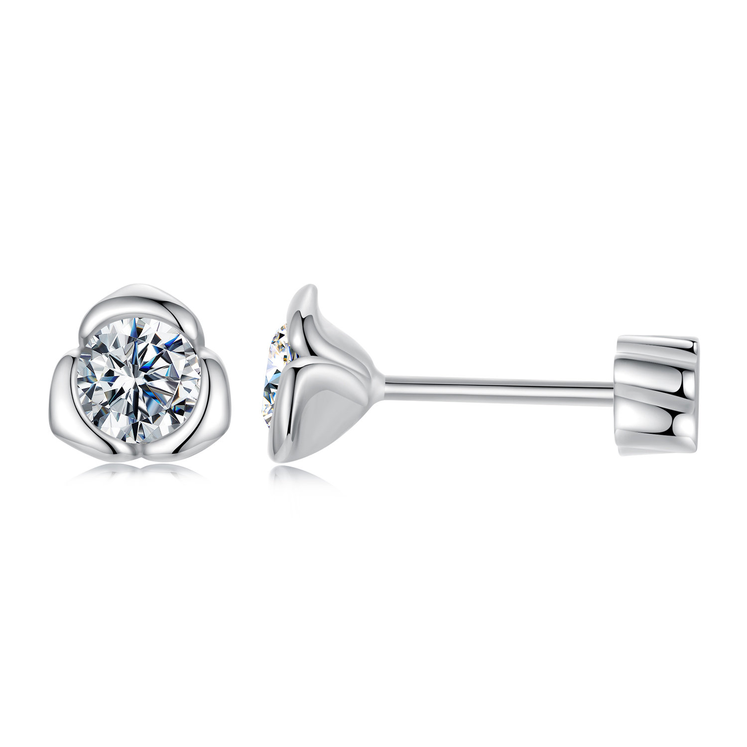 pendientes estilo pandora con moissanita rosa con un certificado mse071