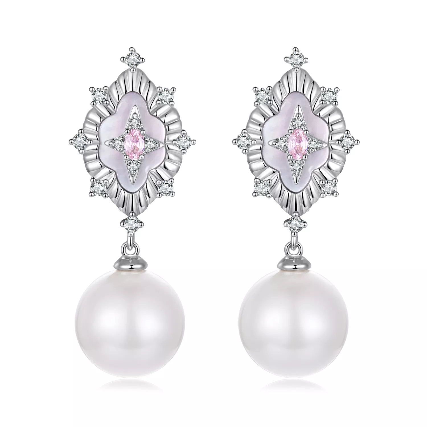 pendientes pandora style starlight en color rosa yie246