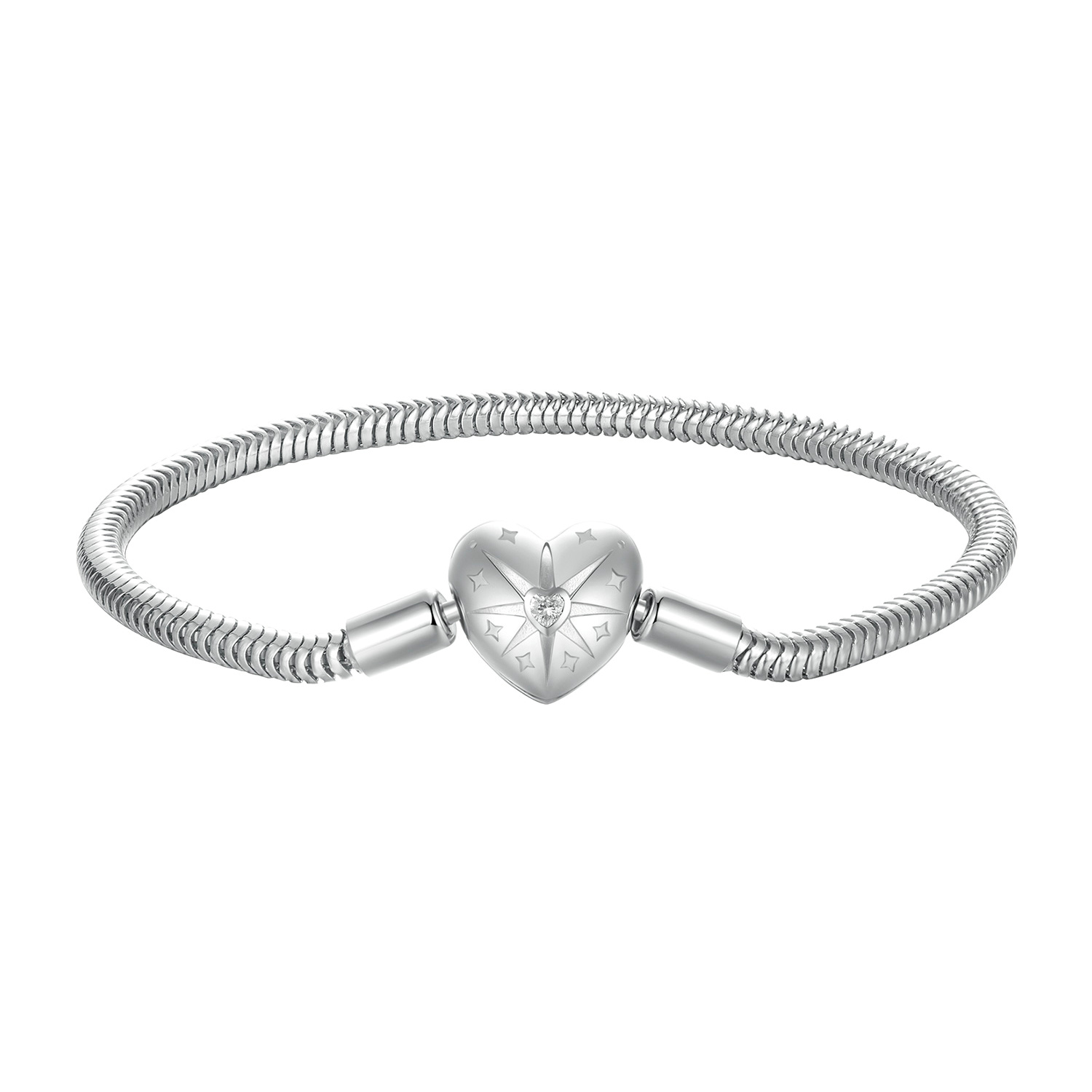 pulsera básica con corazón y estrella estilo pandora bsb196