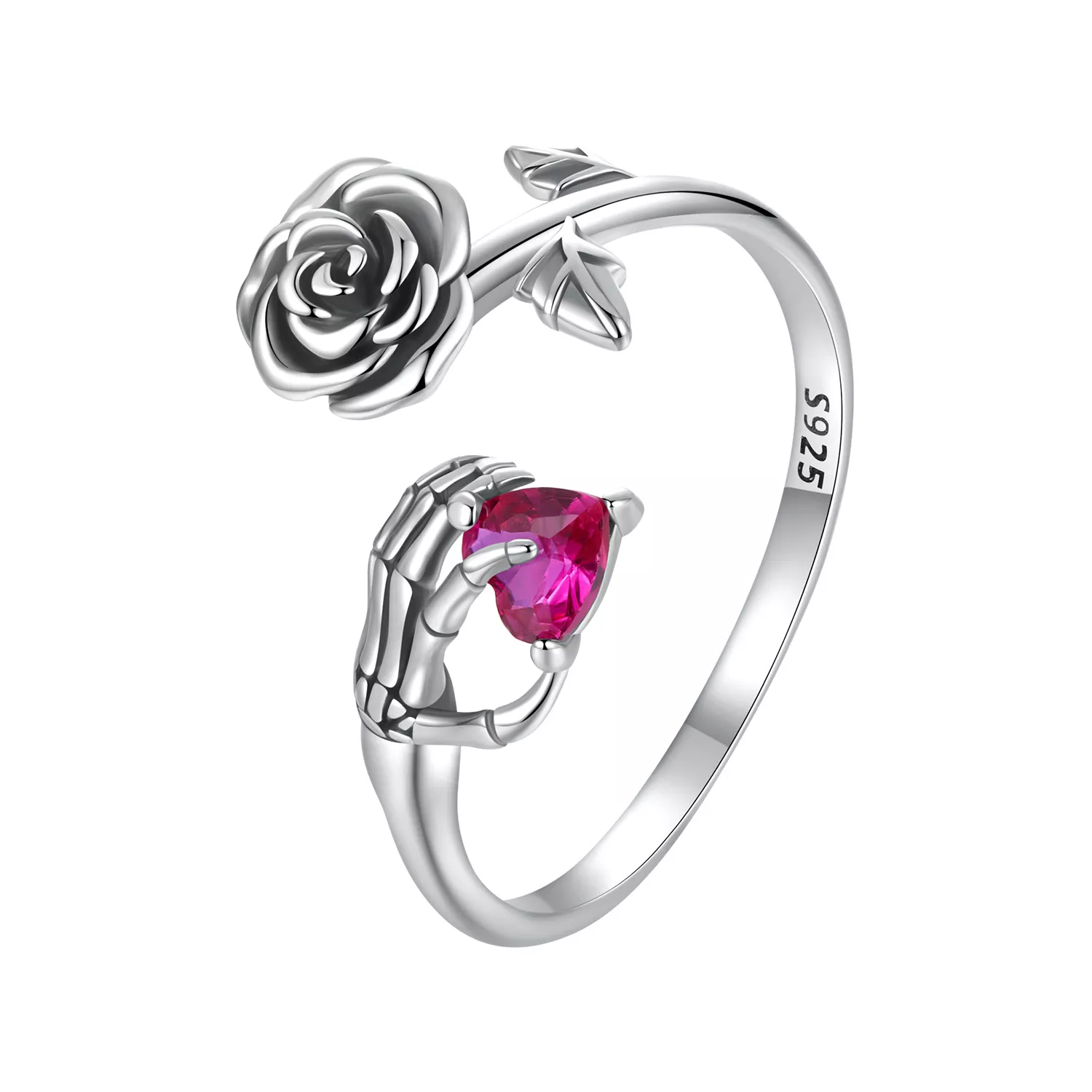 pulsera con esqueleto de rosa estilo pandora bsr606 e