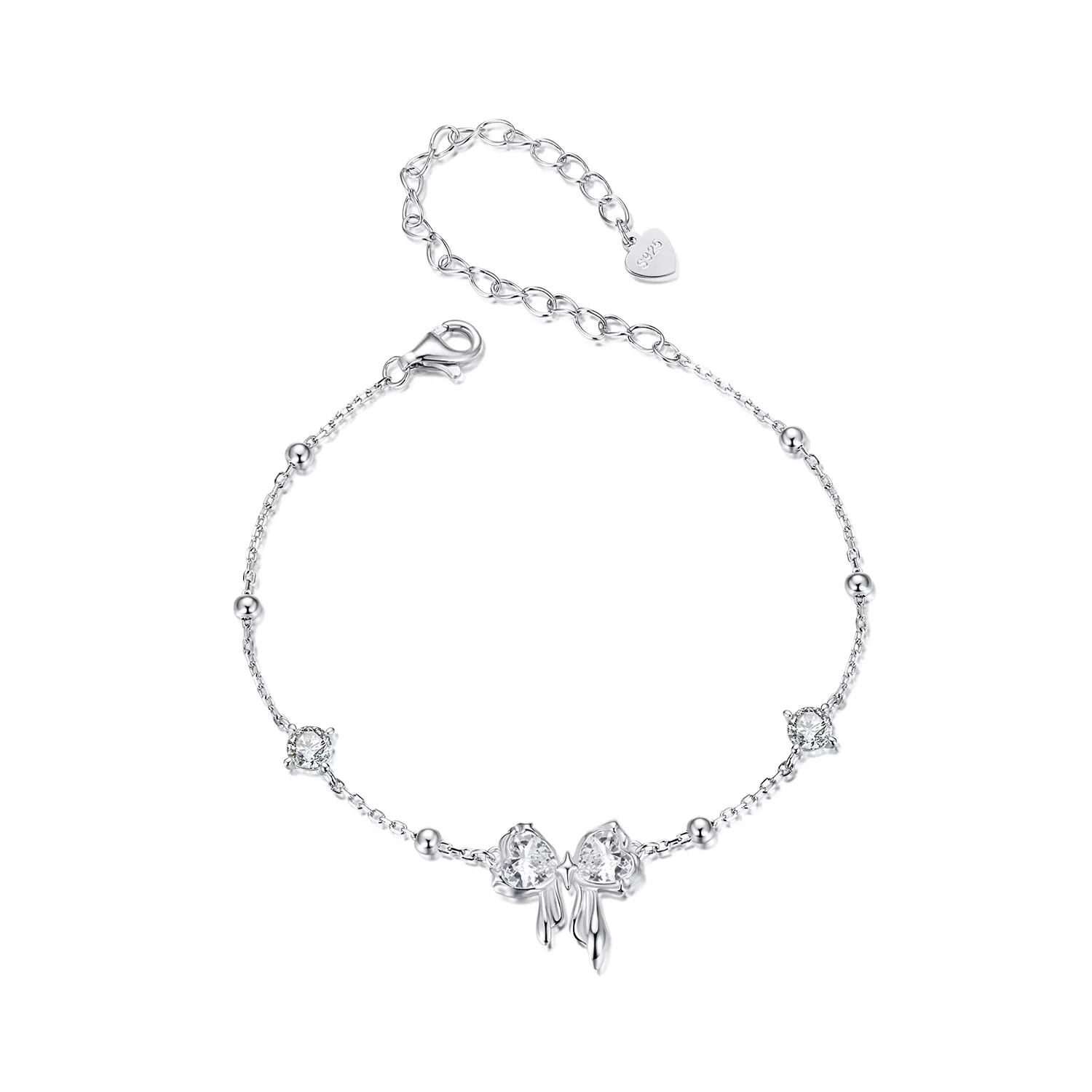 pulsera con lazo brillante estilo pandora bsb188