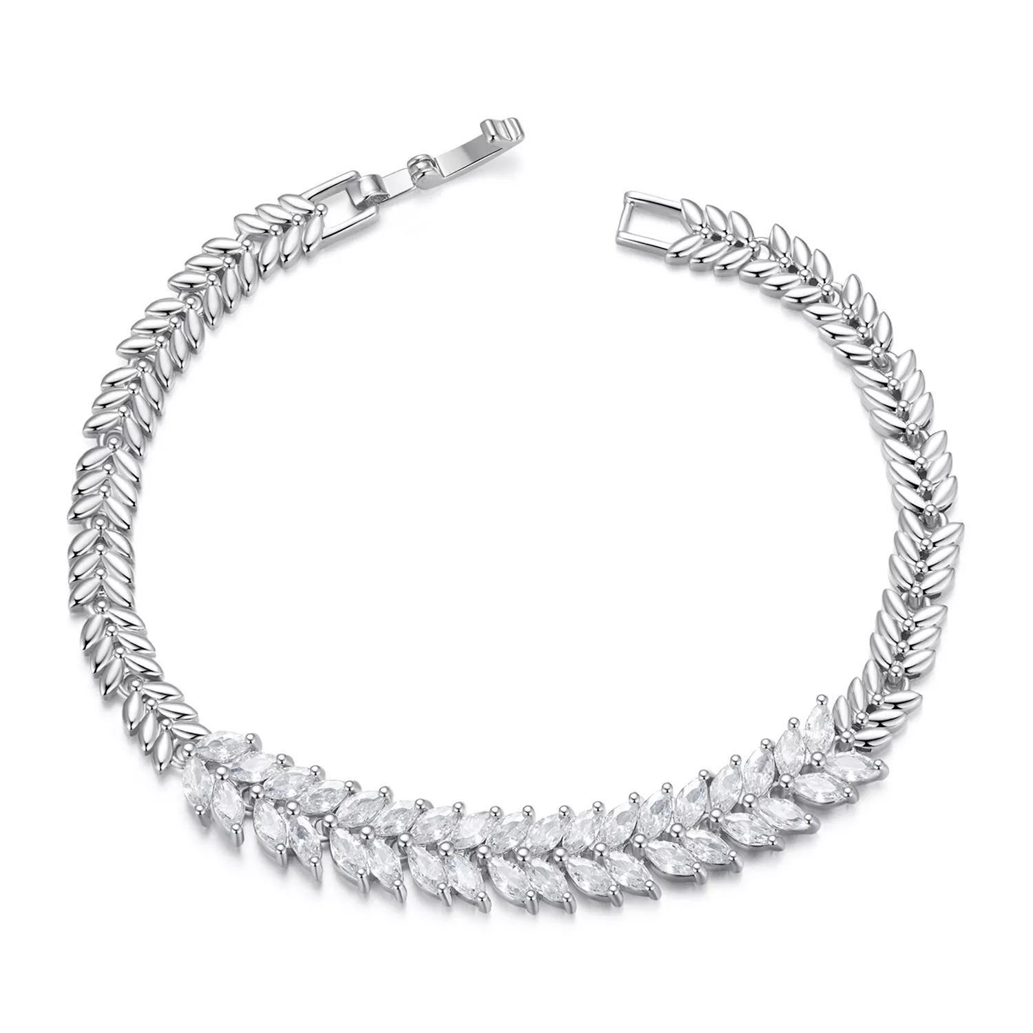 pulsera de hojas brillantes estilo pandora yib067 a