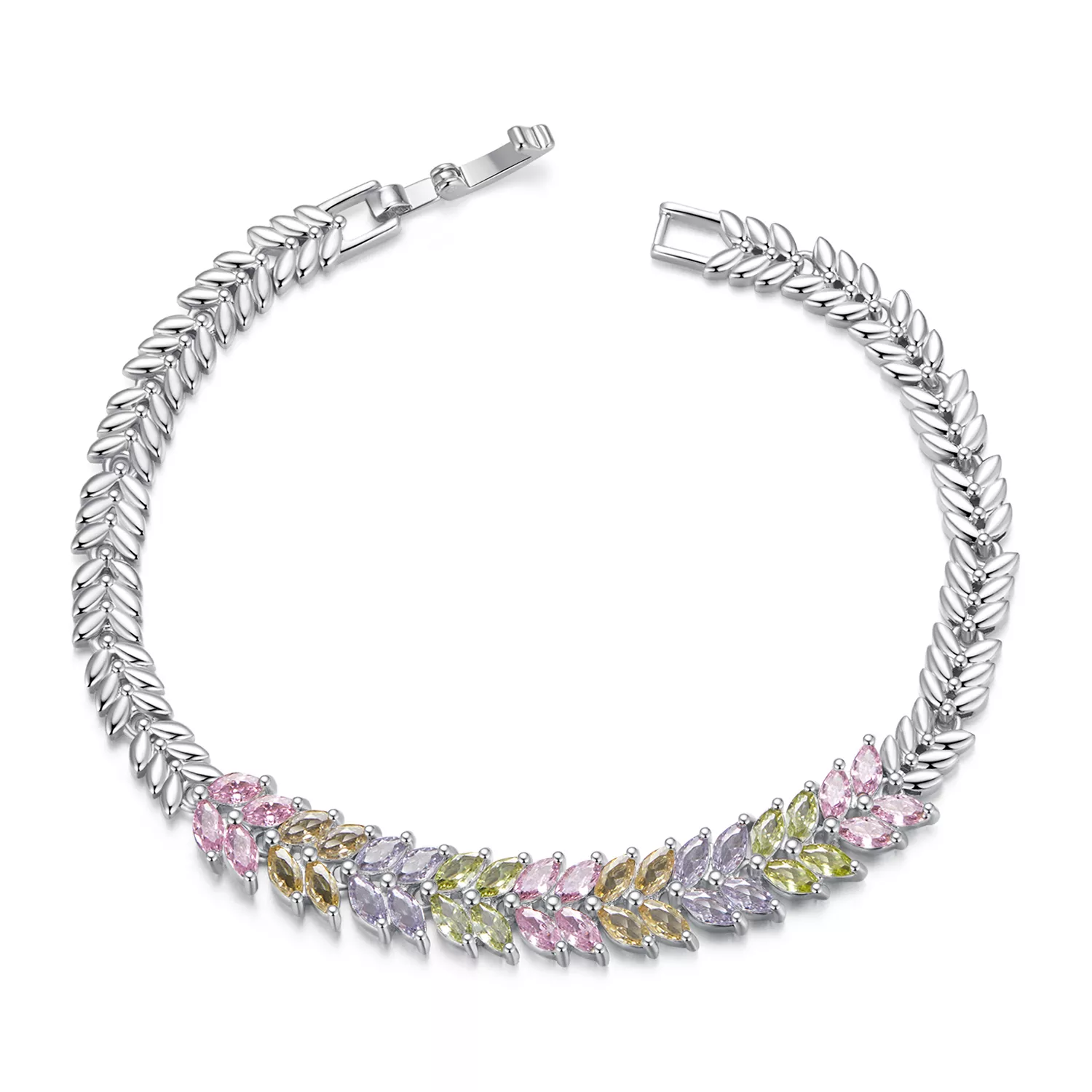 pulsera de hojas brillantes estilo pandora yib067 acf