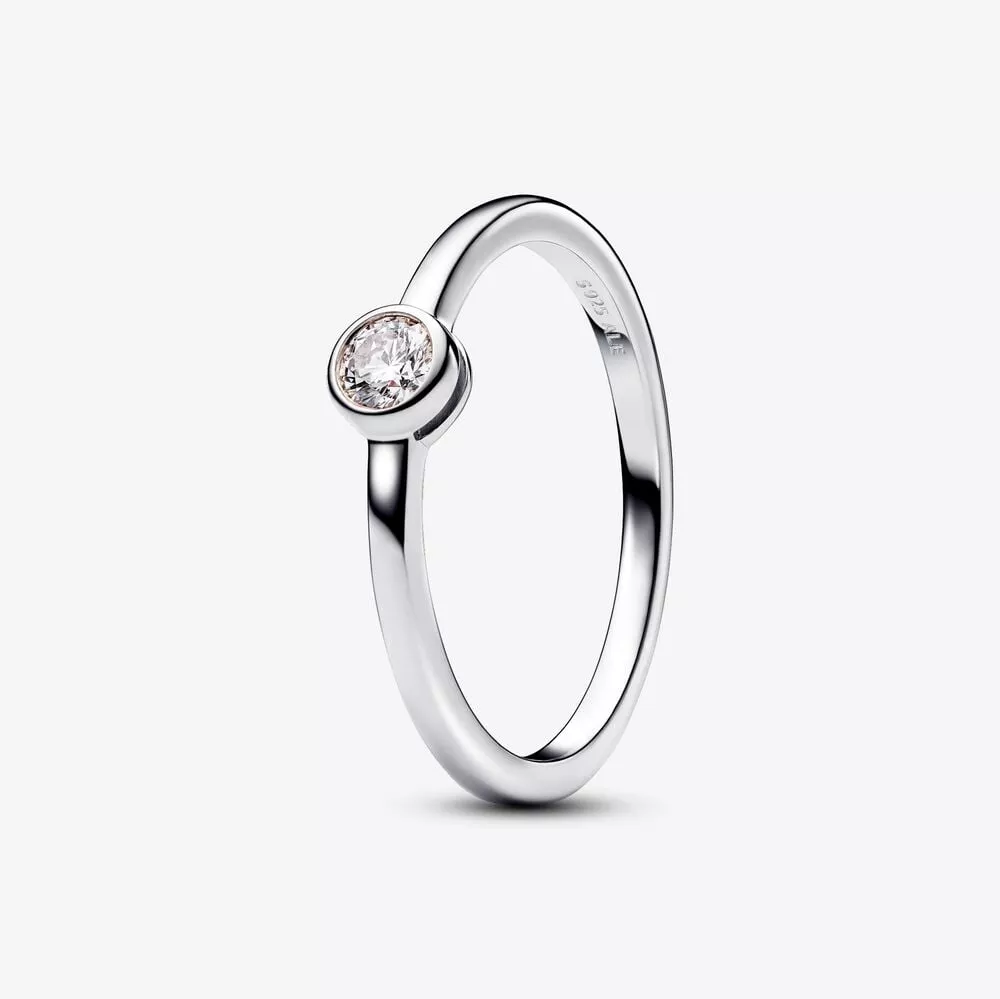 anillo con bisel de diamantes cultivados en laboratorio de pandora era plata esterlina de 015 quilates en total 192894c01
