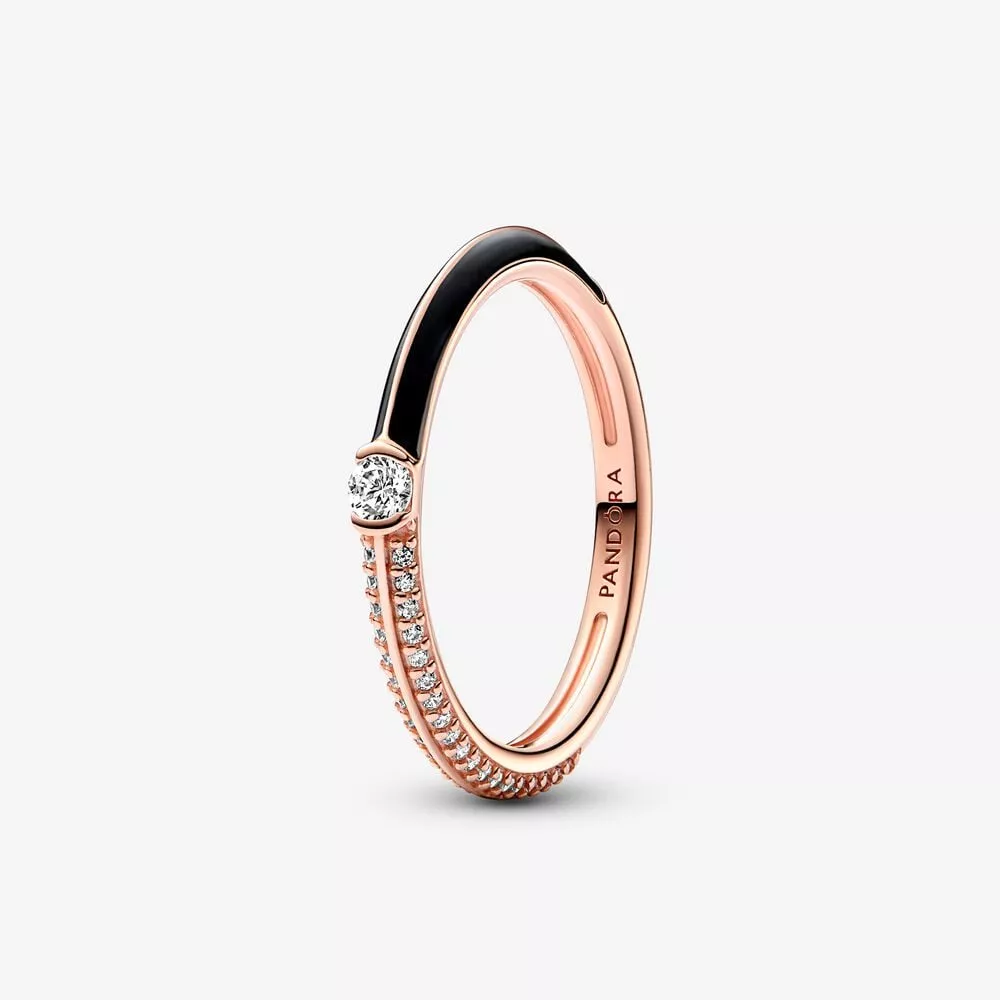 anillo dual negro y pavé de pandora me 182528c01