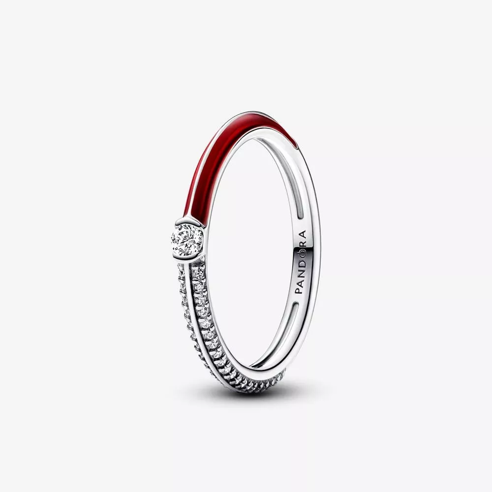 anillo dual rojo y pavé de pandora me 192528c01